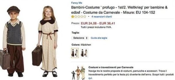 Amazon, costume da "piccolo profugo per Carnevale: è polemica