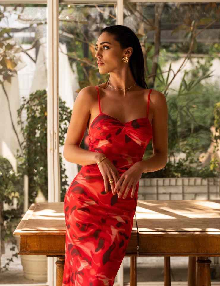 Cecilia Rodriguez x Shein abito rosso a fiori