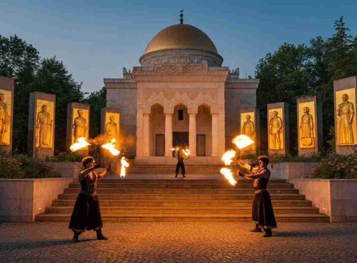 Fascino e fiamme: gli artisti del fuoco incantano il mausoleo di Chiang Kai-shek